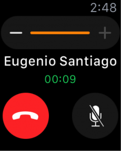 screenshot of an apple watch on a phonecall