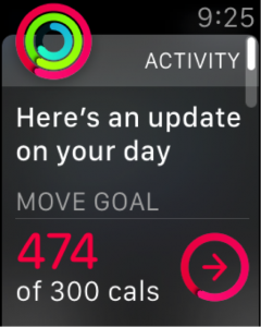 screenshot of an apple watch using the daily goal of the sports activity