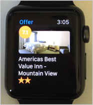 A msart watch watch face with the hotel offer