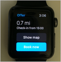 a smart watch watch face of a booking option