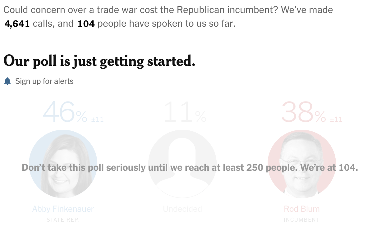 Live Polls from The Upshot where they do not have enough responses to take their polls seriously yet.